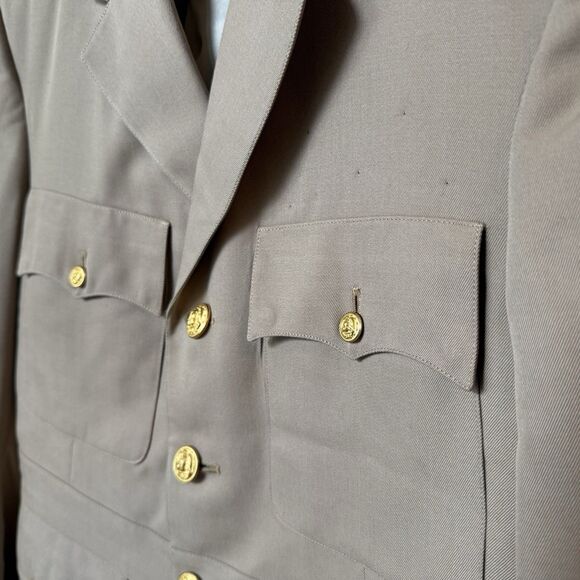WW2 40s 50s Vintage US Navy Officer Jacket Coat 38R Khaki Gold Buttons - Picture 6 of 7
